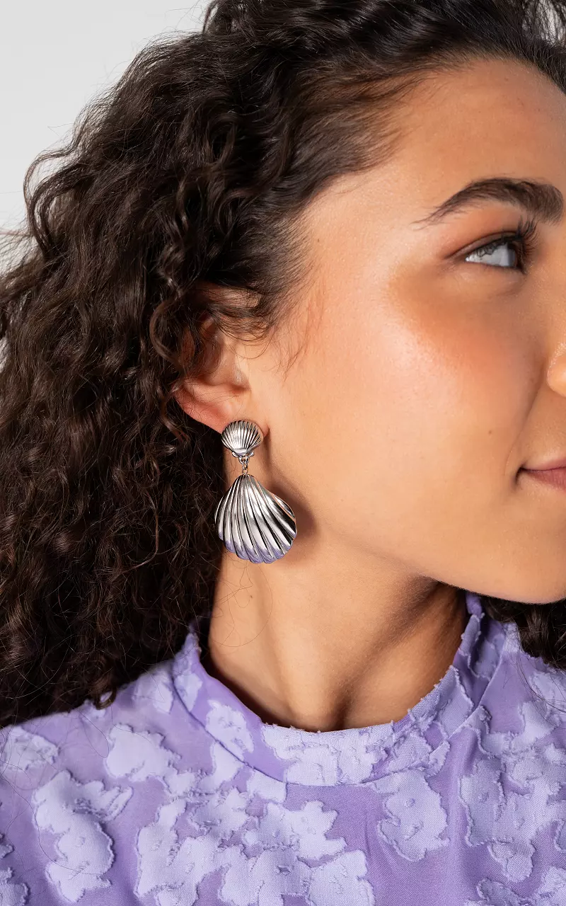 Muschel-Ohrringe aus Edelstahl Silber