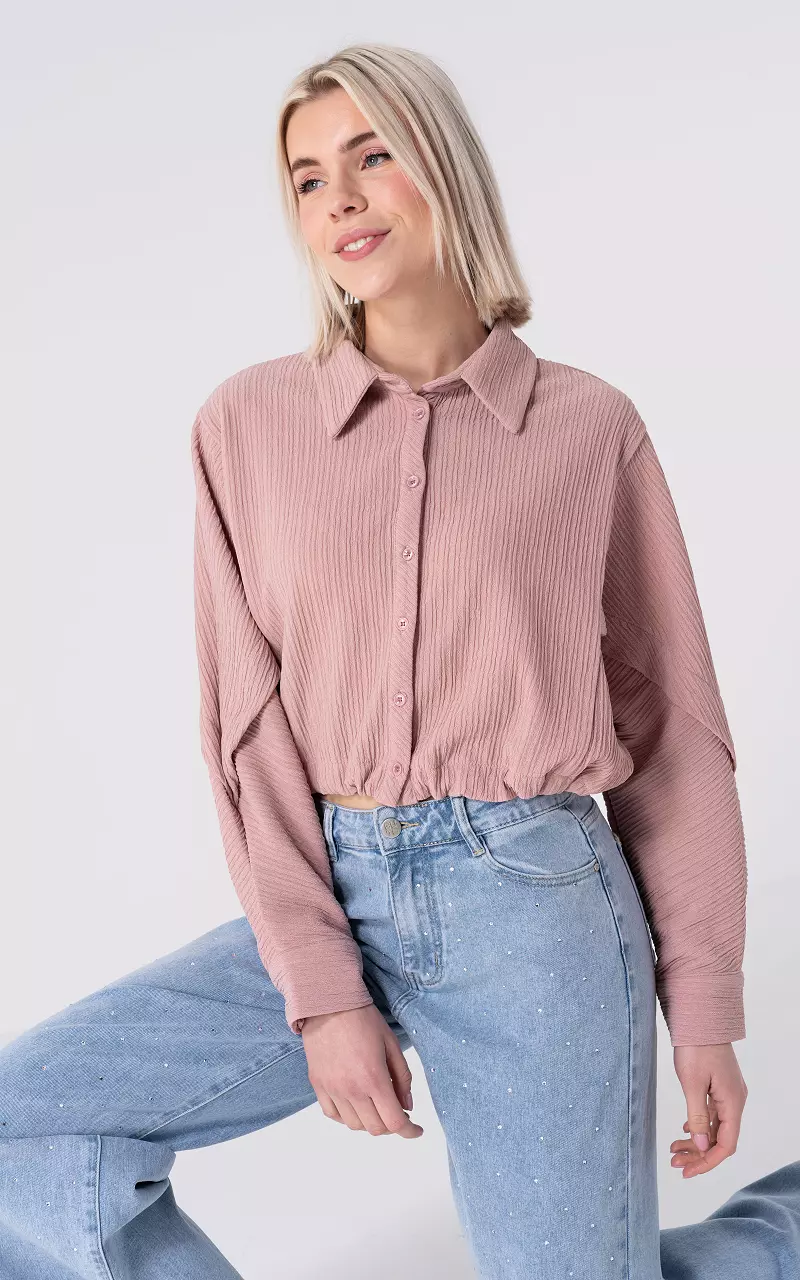 Blouse with drawstring and buttons Light Pink