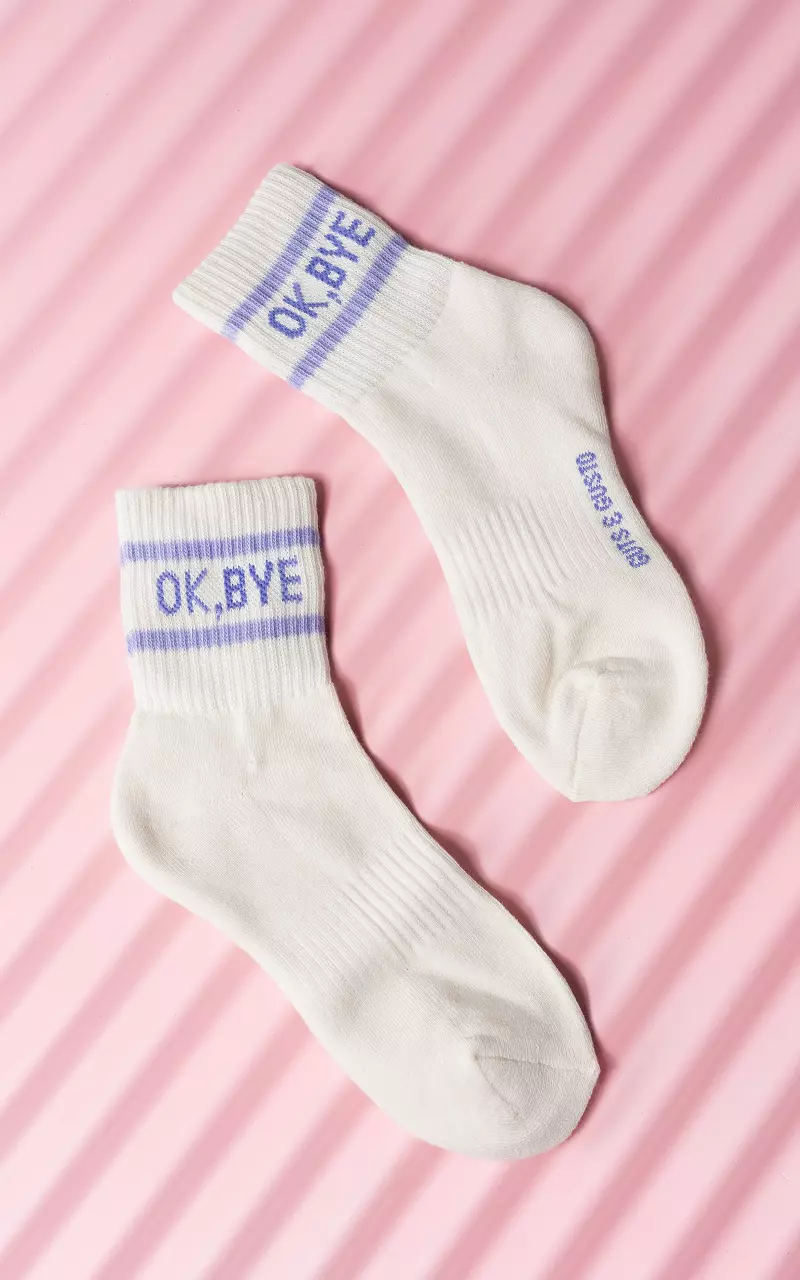 Sport socks 'ok, bye' Cream Lilac