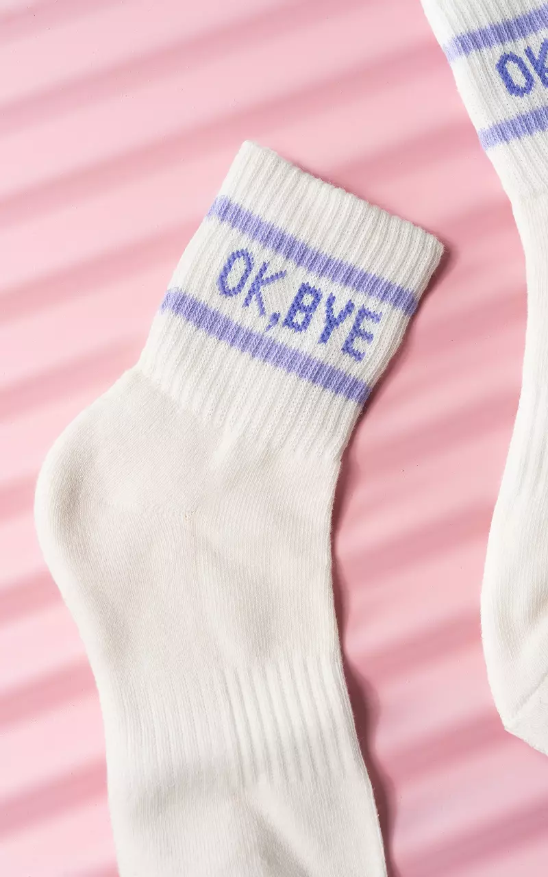 Sport socks 'ok, bye' Cream Lilac