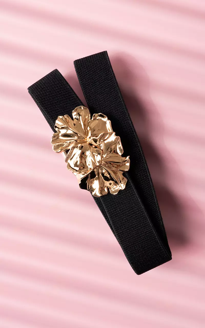 Elastic belt with buckle Black Gold