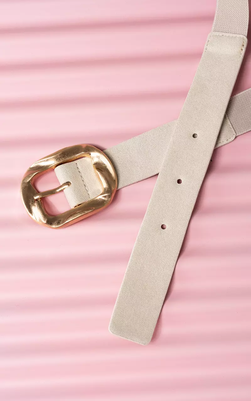 Elastische riem met goudkleurige gesp Beige Goud