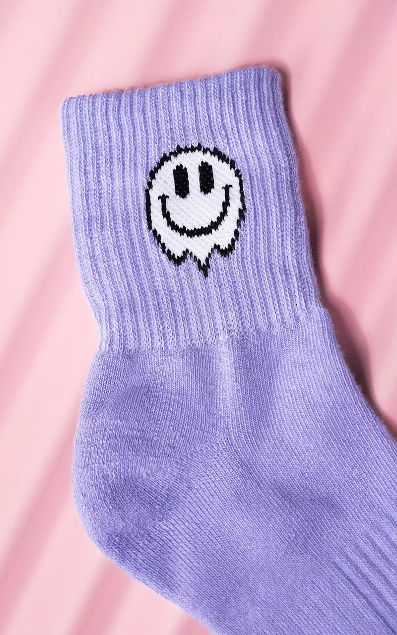 Sport socks 'smiley' Lilac White