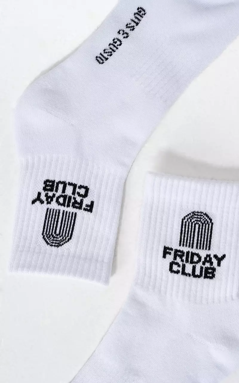 Chaussettes sport à texte Blanc Noir