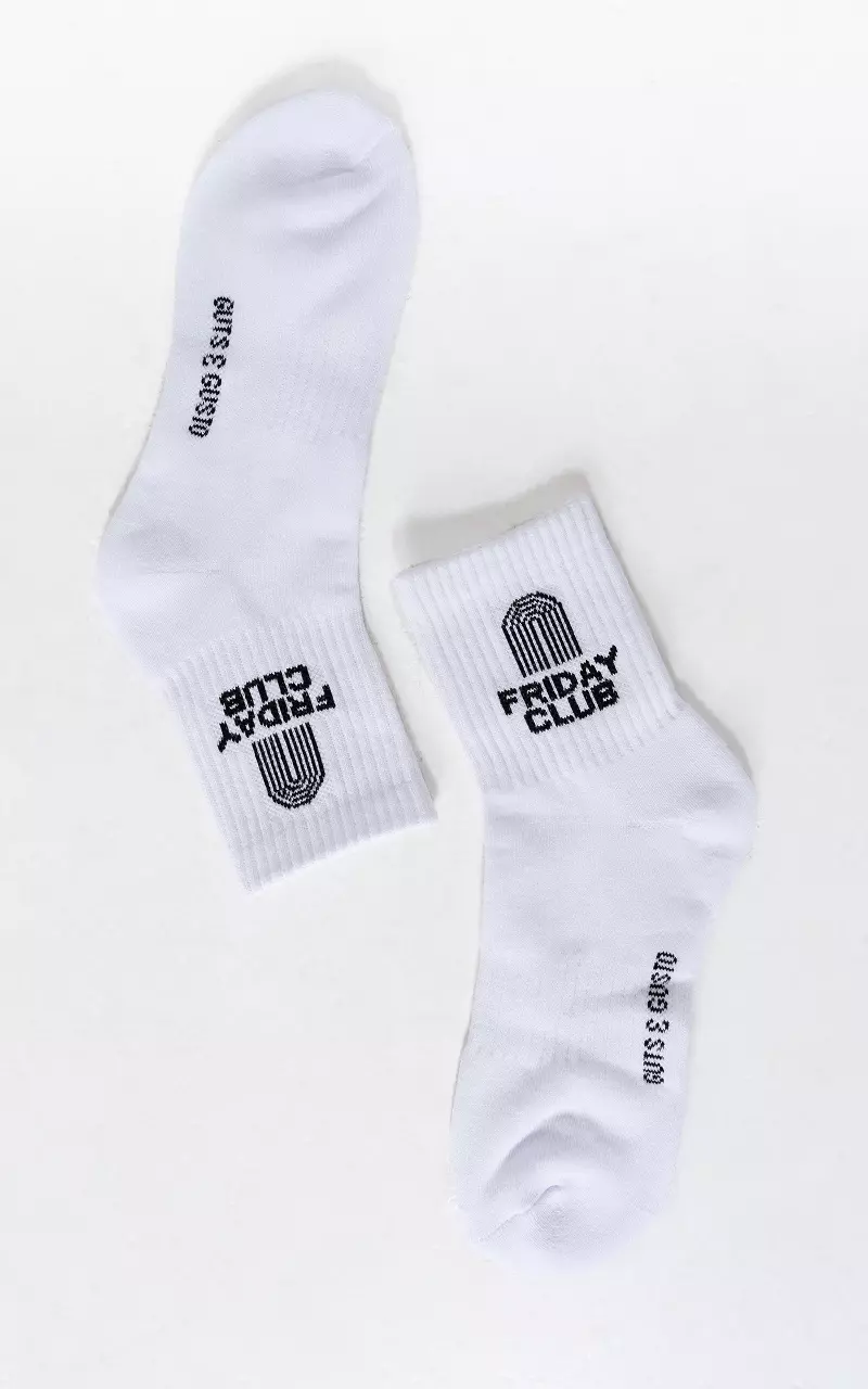 Chaussettes sport à texte Blanc Noir