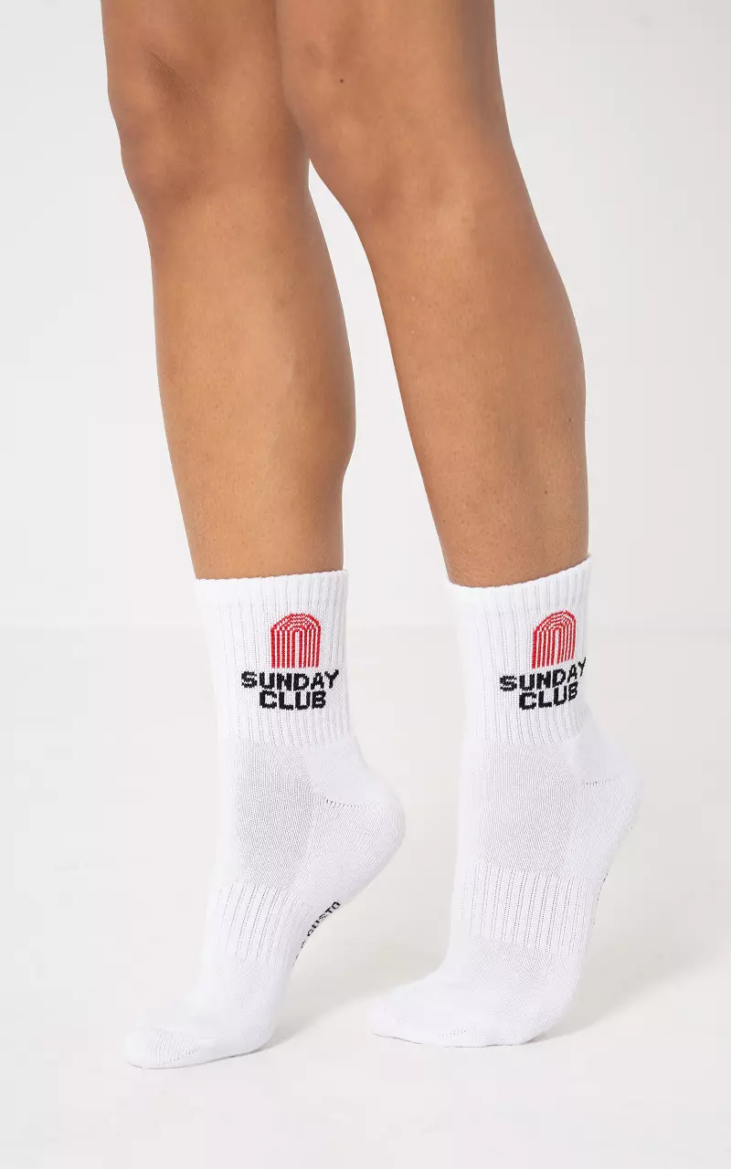 Chaussettes sport à texte Blanc Rouge