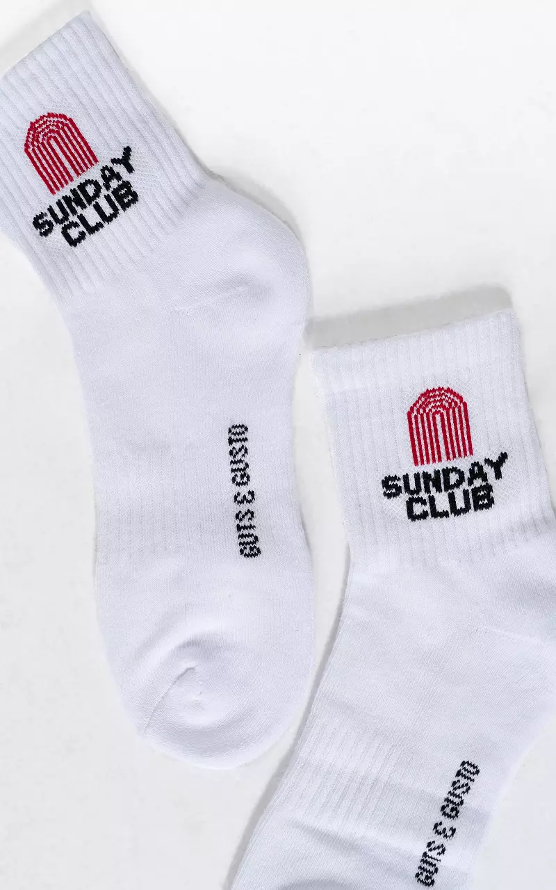 Chaussettes sport à texte Blanc Rouge