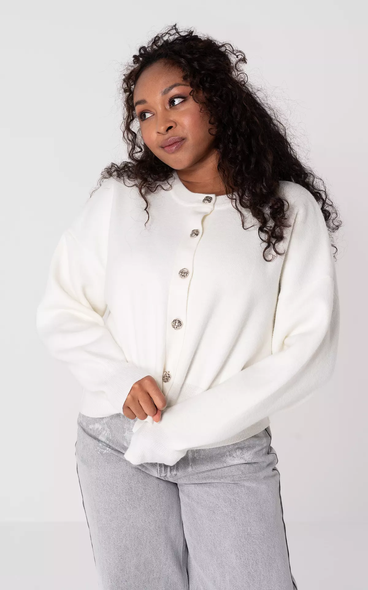 HIAND Bouclé Contrast Vest 白 STREET-ONE Bouclé vest voor dames in
