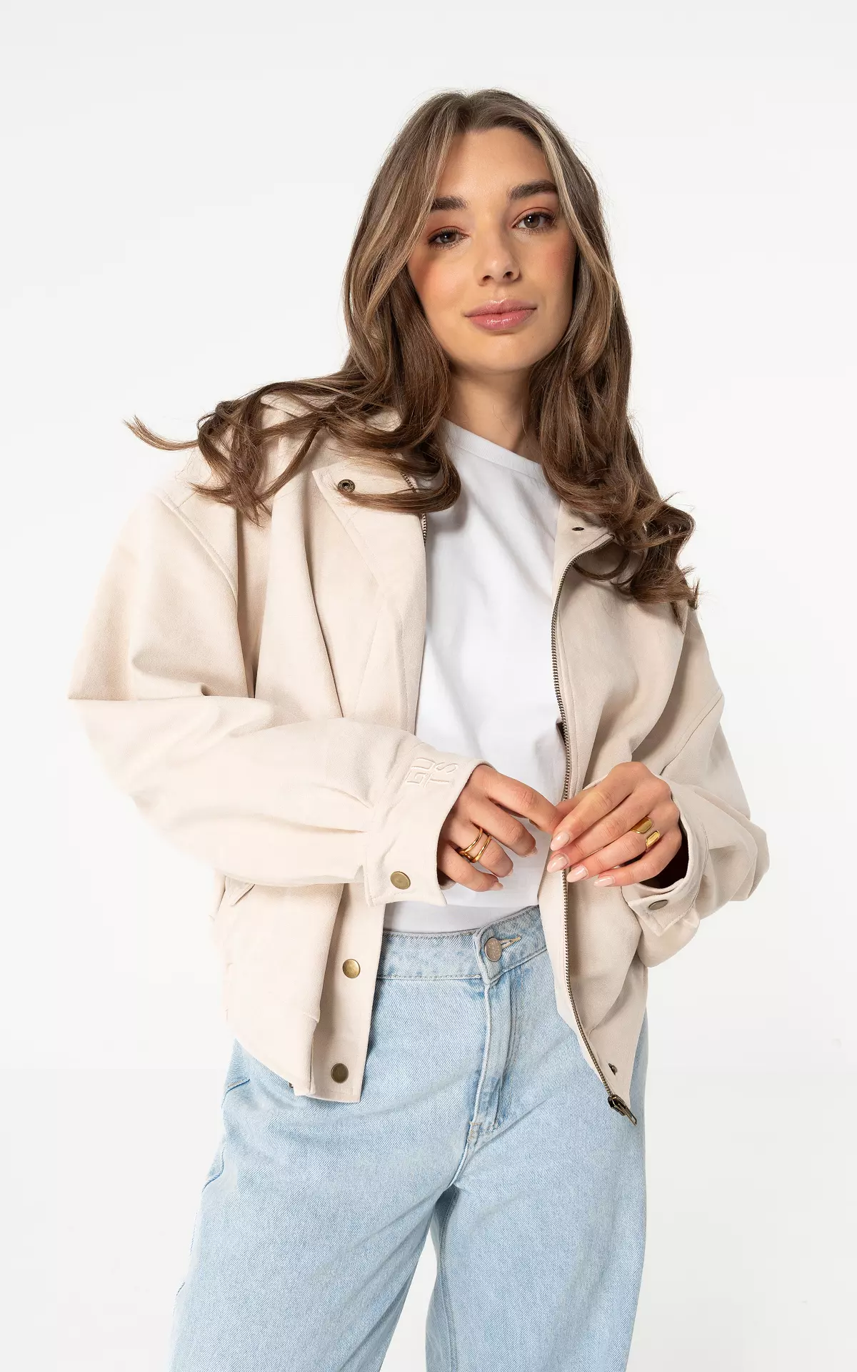Jacke in Wildleder-Optik Beige Guts Gusto