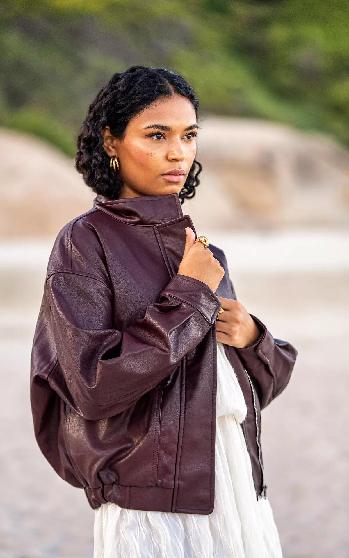 Leather look jacket - Bordeaux | Guts & Gusto