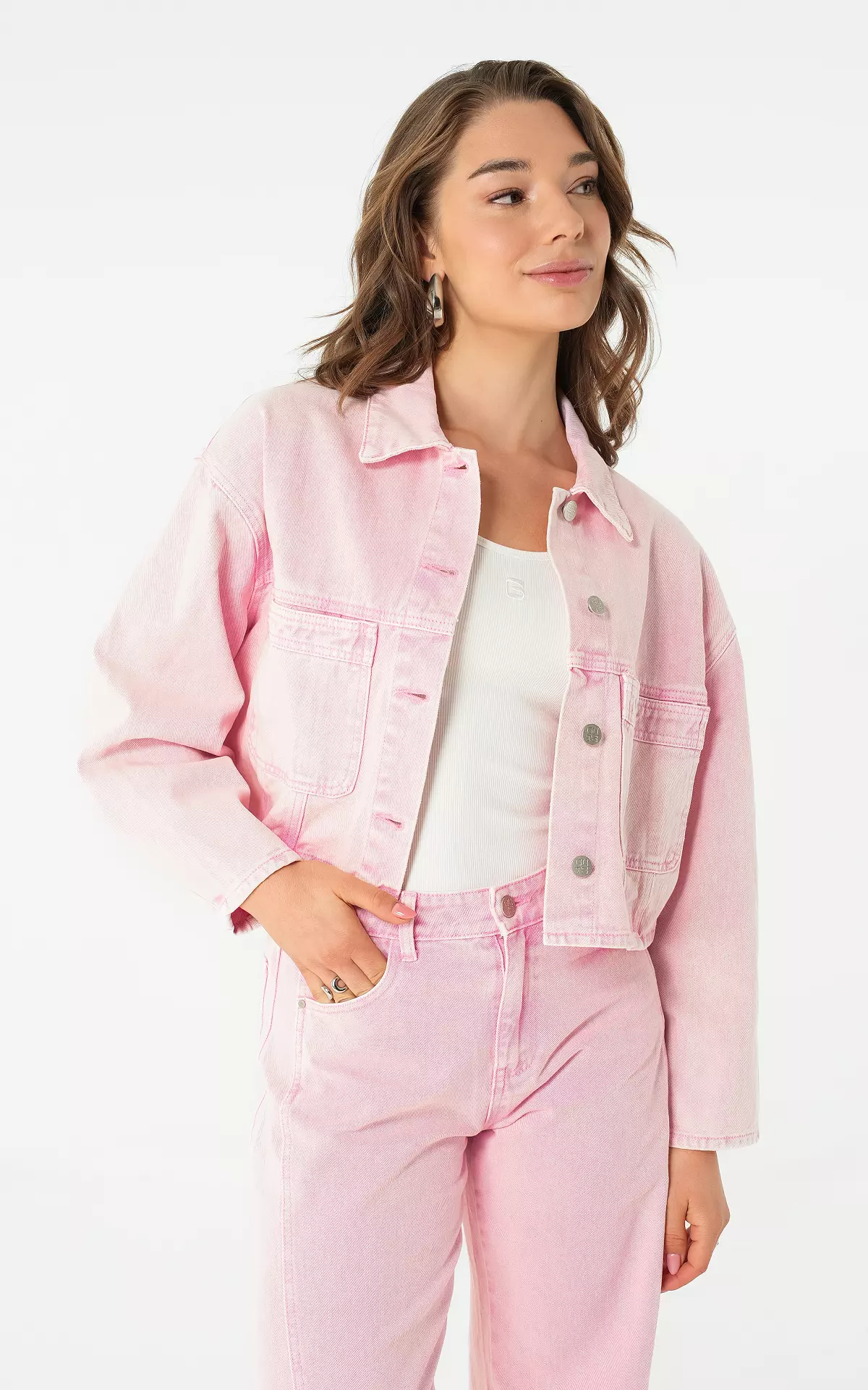Washed denim jacket - Roze | Guts & Gusto | GUTSGUSTO.COM