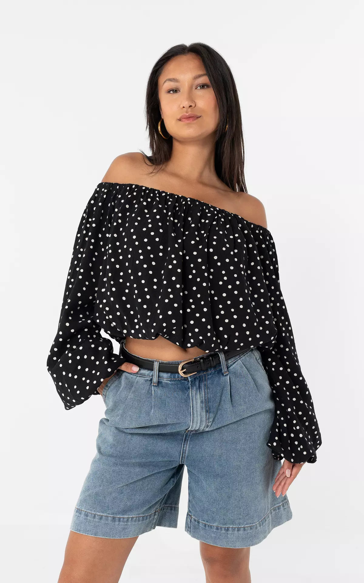 Off-Shoulder Top - Black White | Guts & Gusto