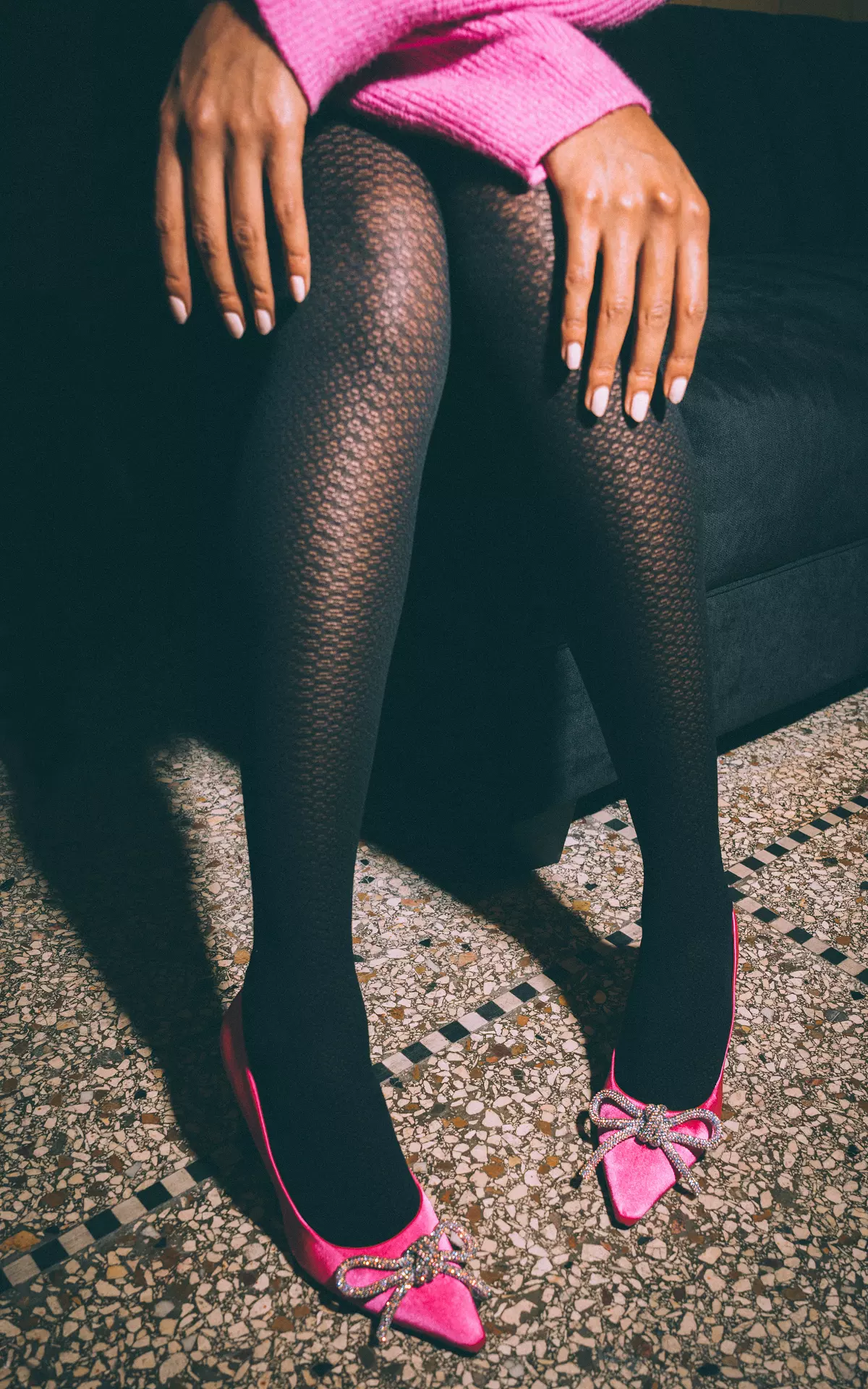 63 DEN Patterned tights - Black