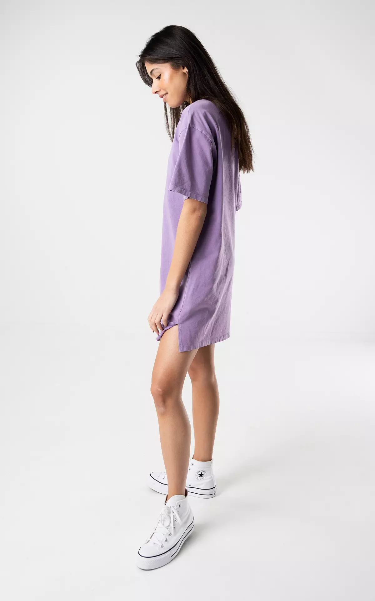 Dripping Heart Oversized T-Shirt Dress - Lilac