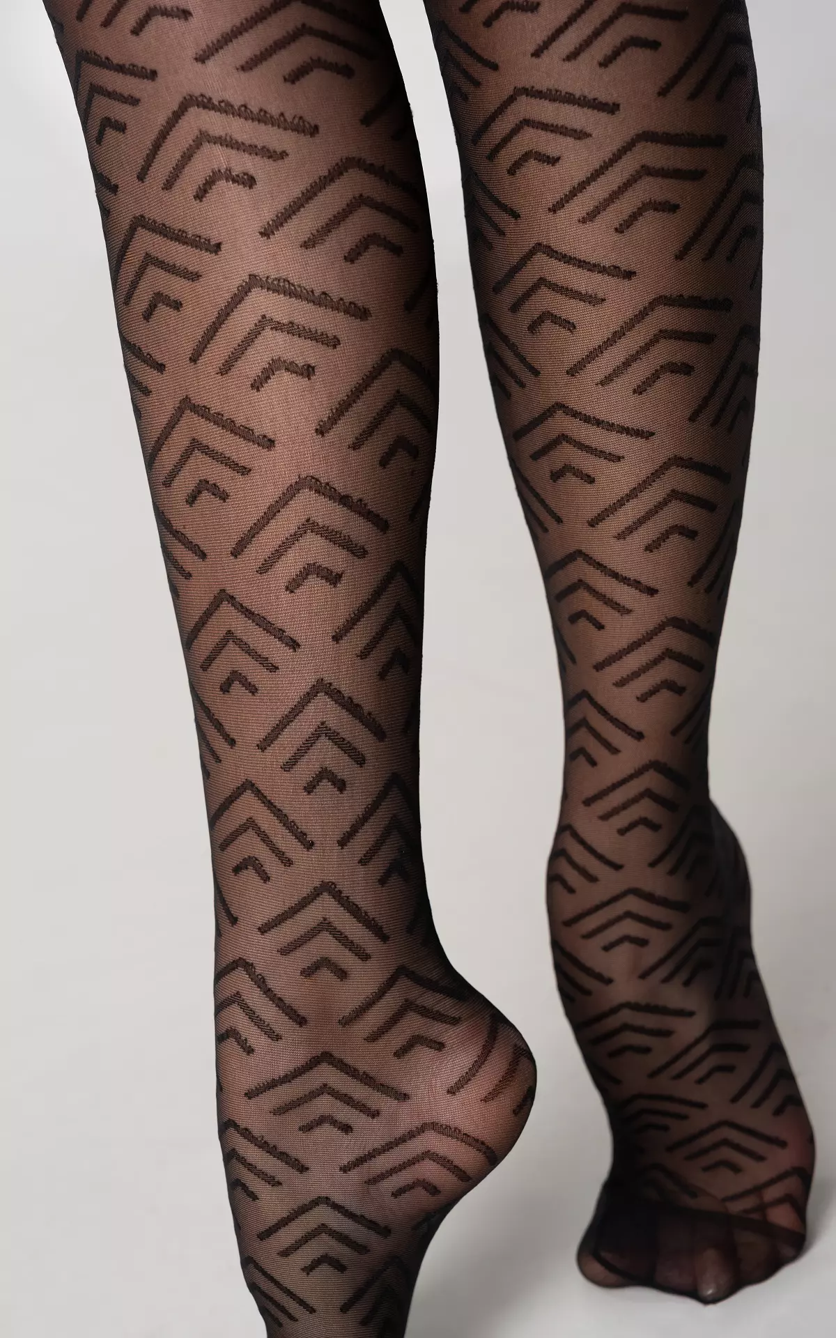 Naadloze Visnet Panty met Kanten Bloemen Zwart