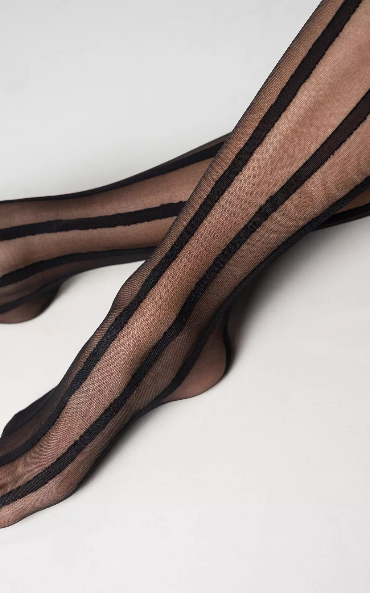 Sheer Tights, Black, Vertical Stripes