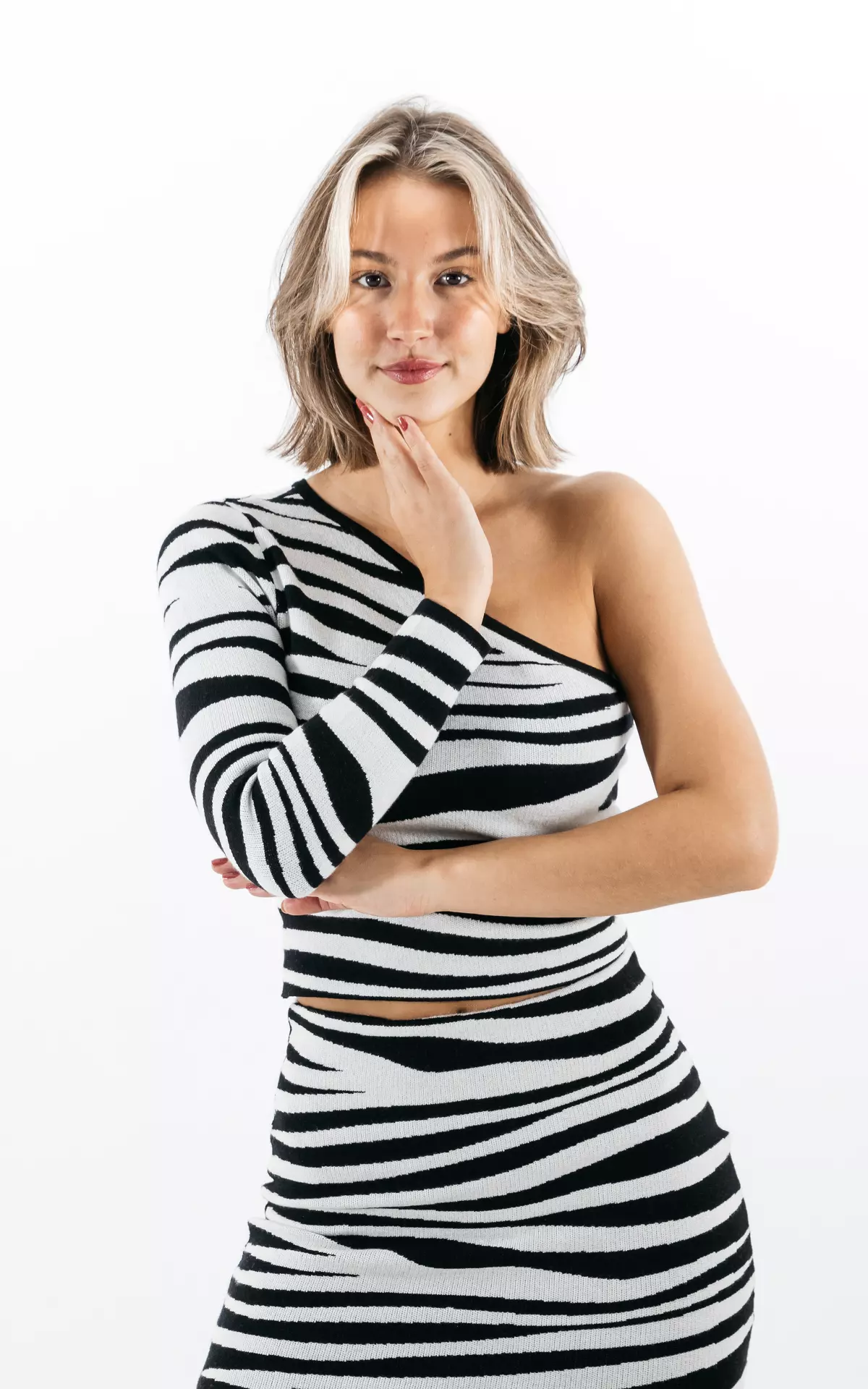 One shoulder top with zebra print Guts Gusto