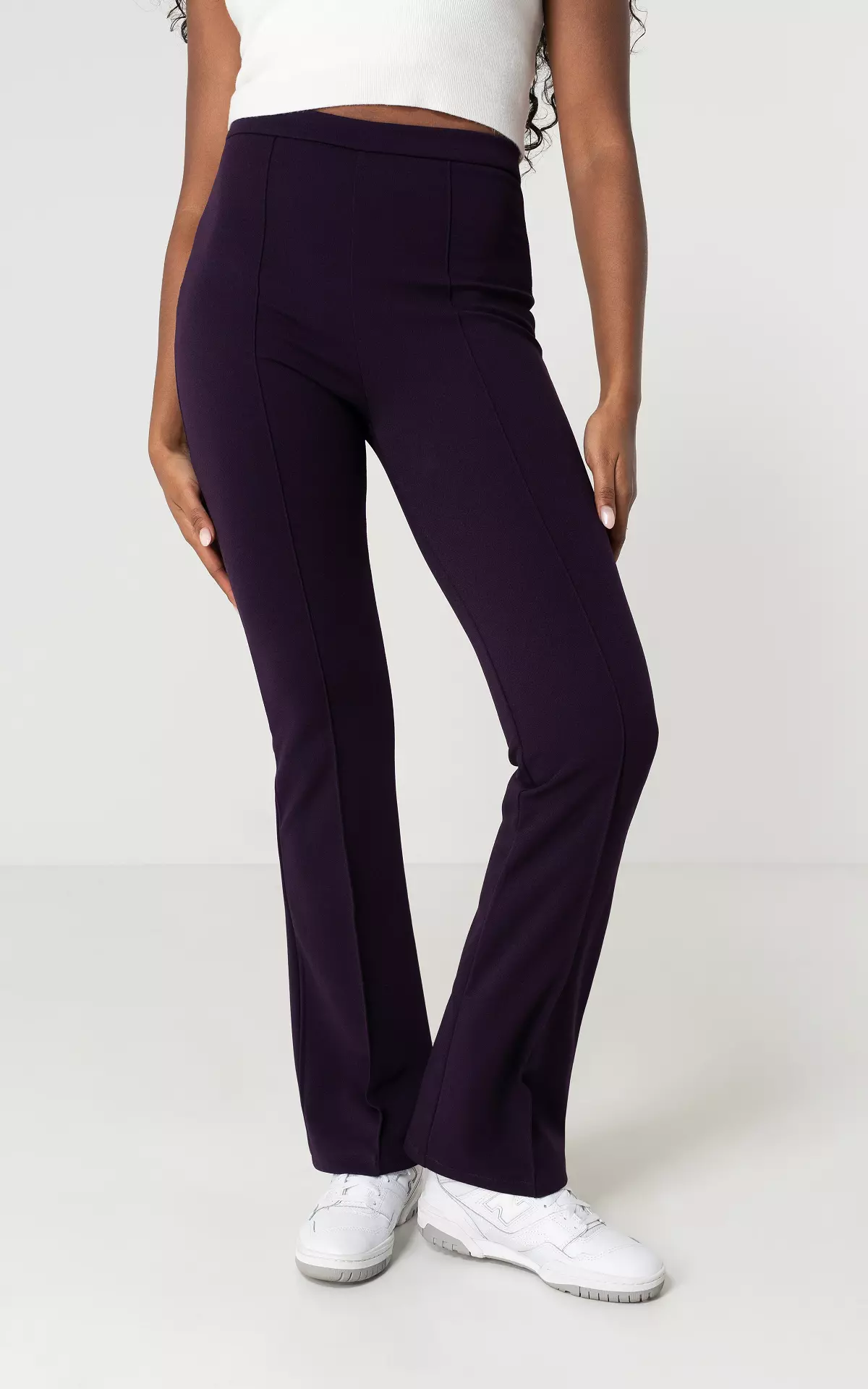 ASOS DESIGN soft tailored extreme wide leg suit trousers in dark purple  crepe | ASOS