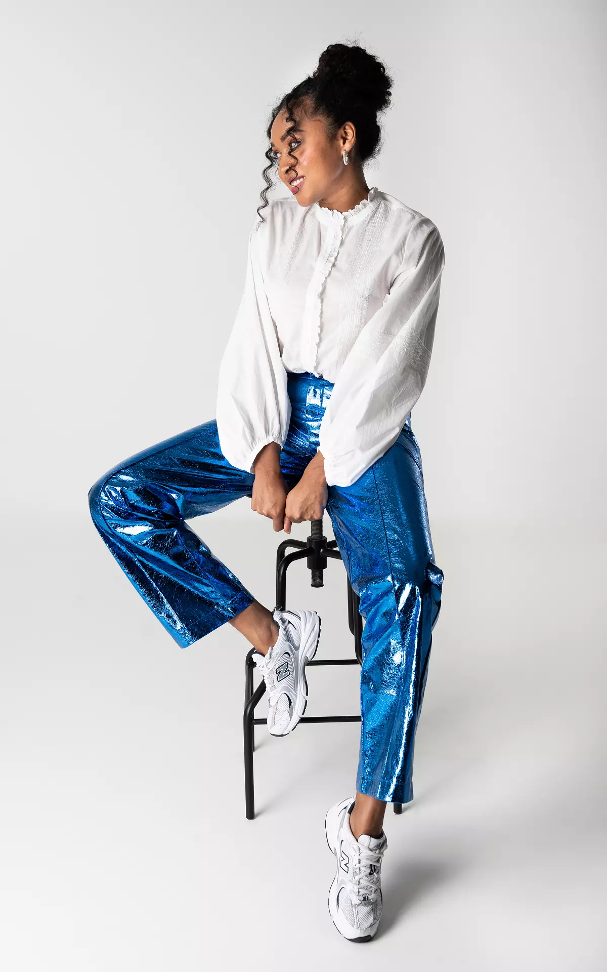 Metallic Straight Fit Broek Met Elastiek Guts Gusto