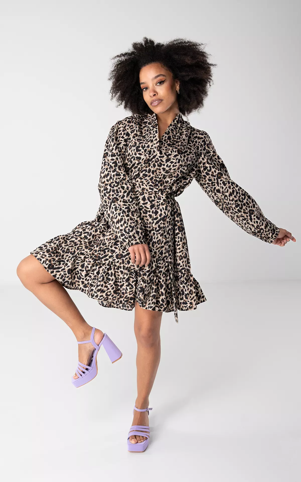 Animal print v outlet neck dress