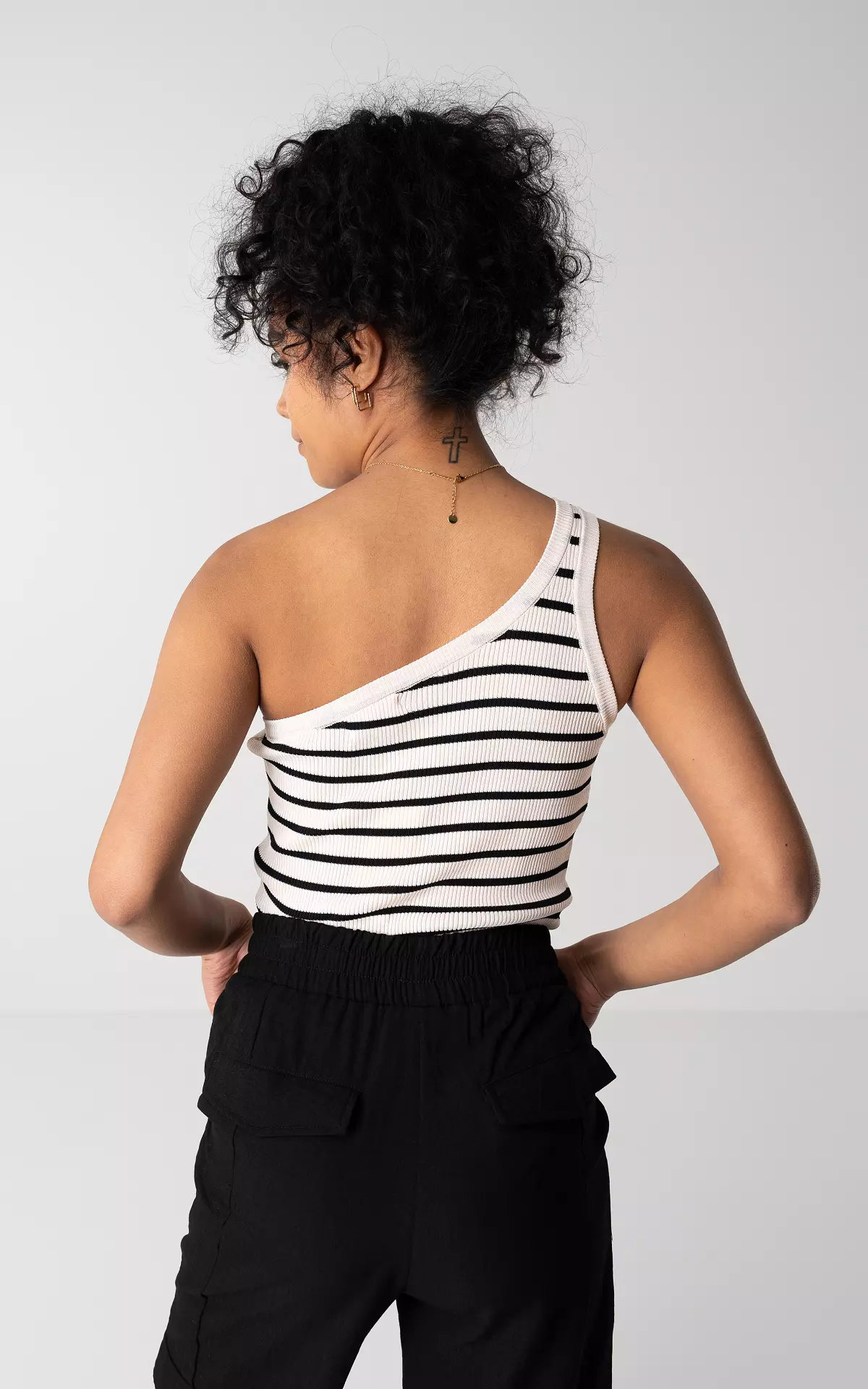 One-shoulder top - Cream Black