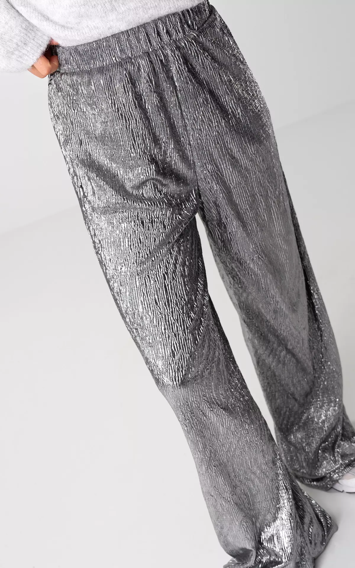 Silver-coloured pants with elastic band - Silver
