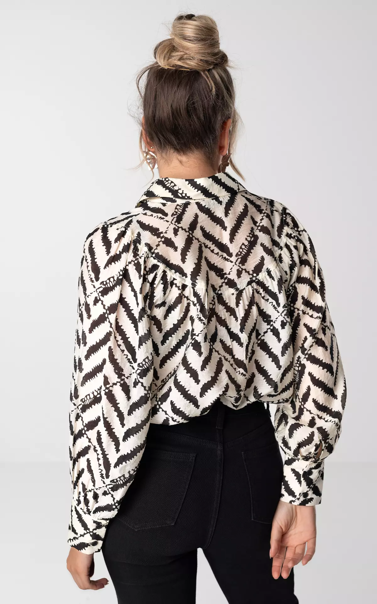 Blouse met print Creme Zwart Guts & Gusto