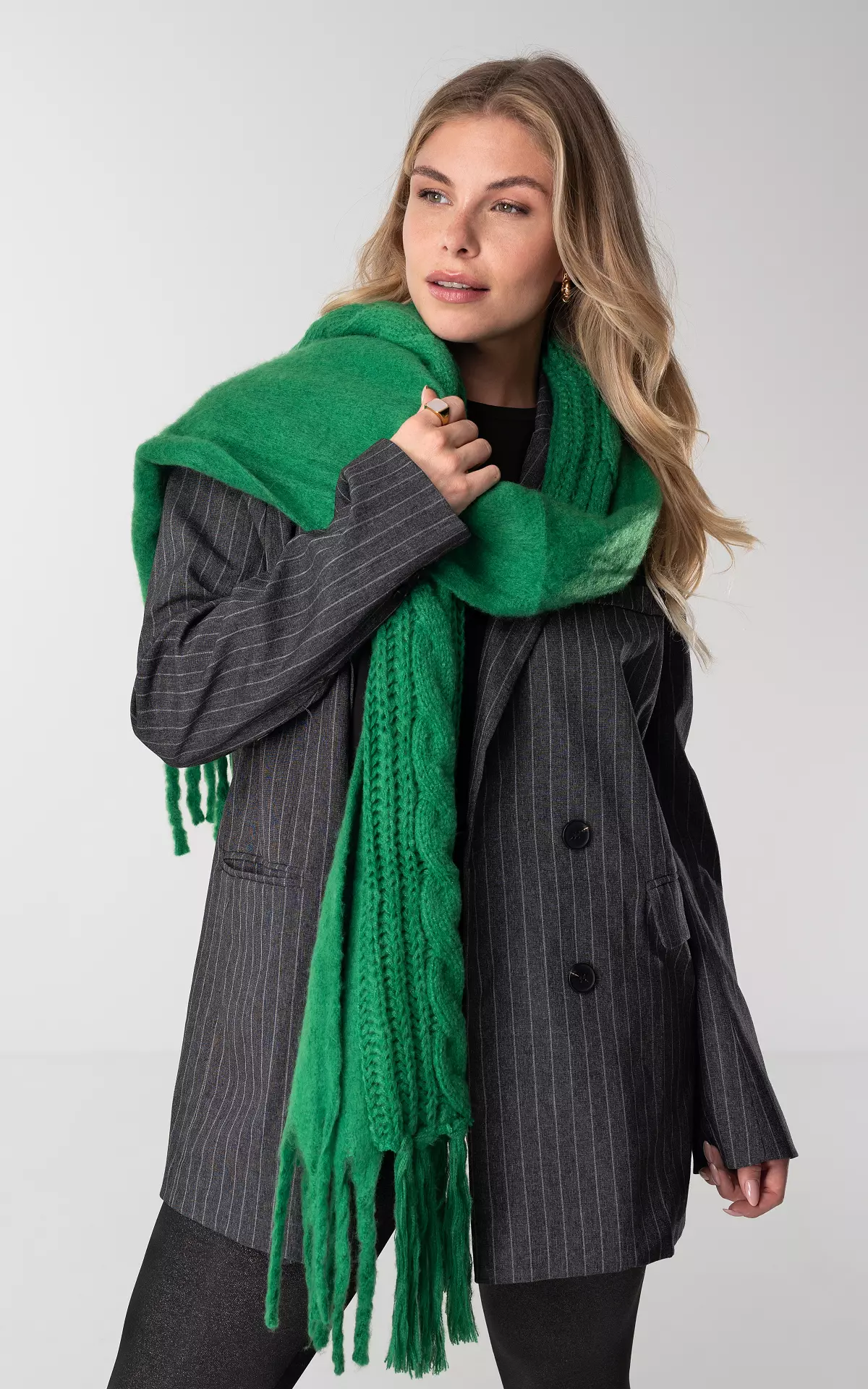 Grey sale green scarf