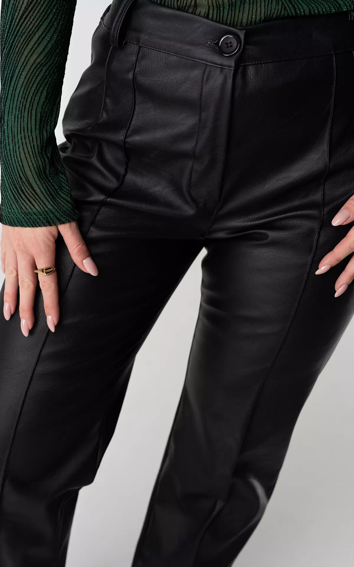 Black Leather Look Leggings | KURT MULLER | SilkFred