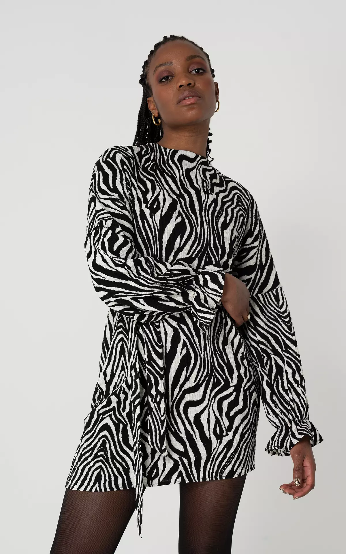 NWT LuLaRoe Ellie Button Down Dress- Zebra Print- Size S