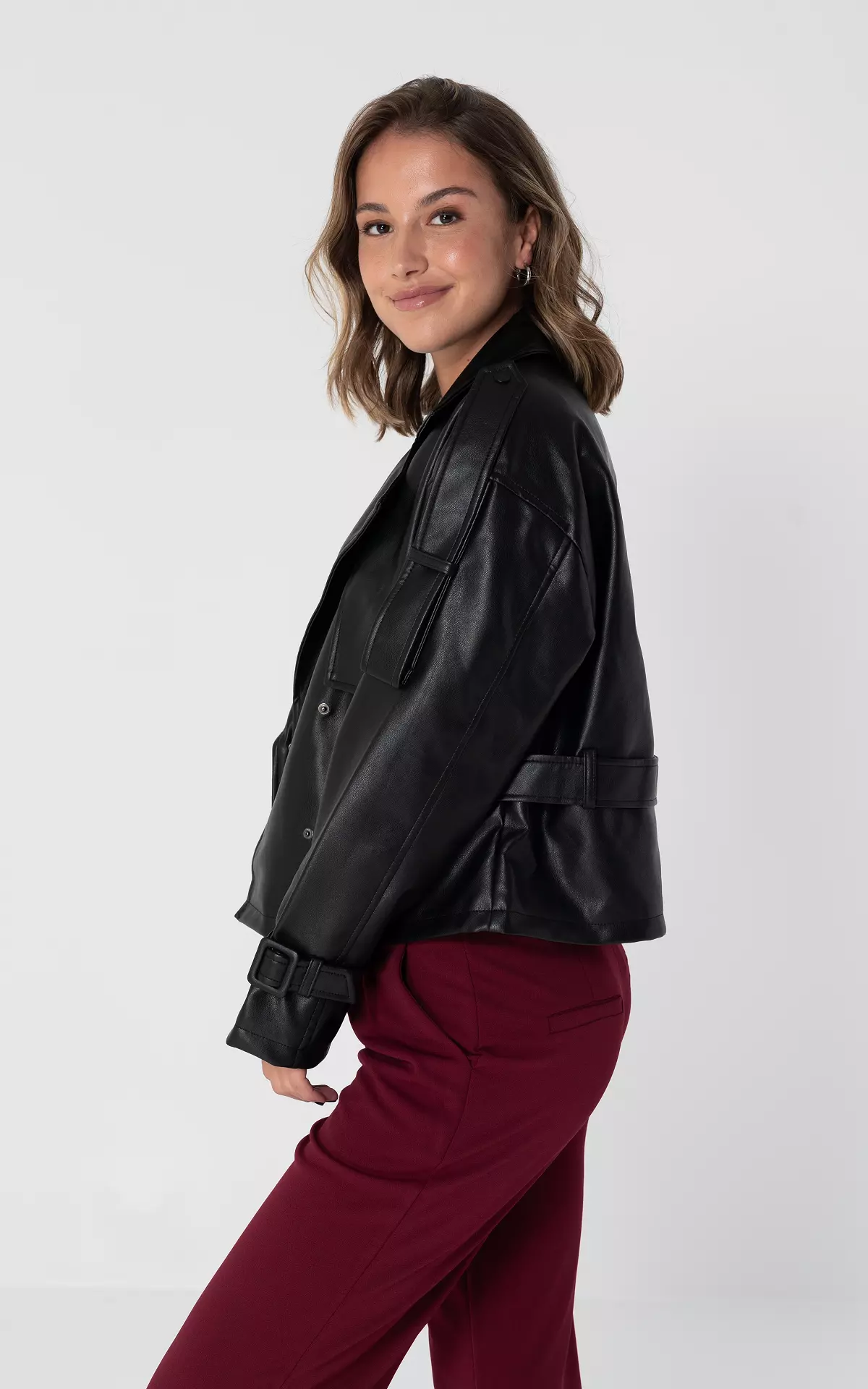 2010174 Black Leather Look Jacket
