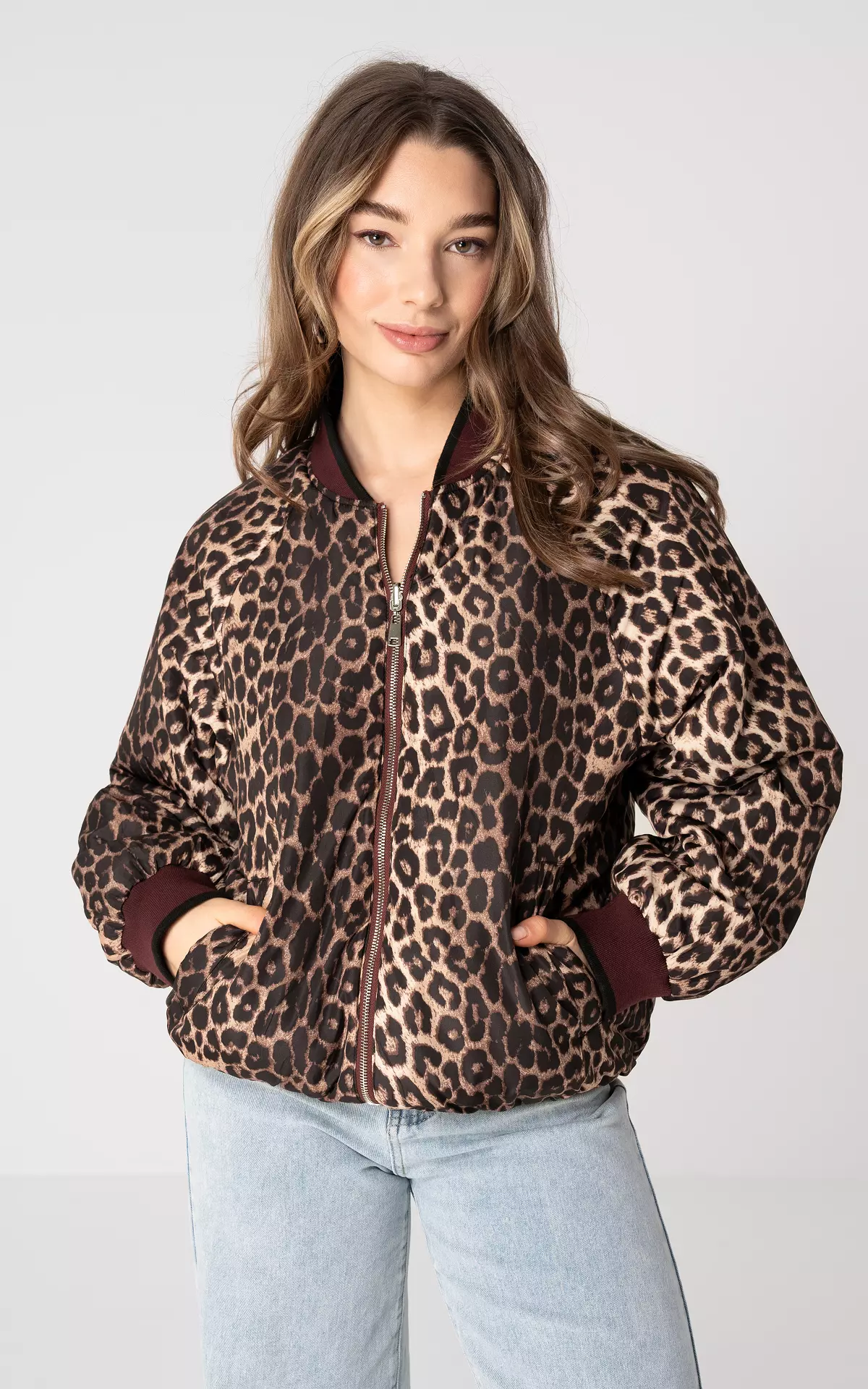 Reversible bomber jacket with two side pockets - Bordeaux