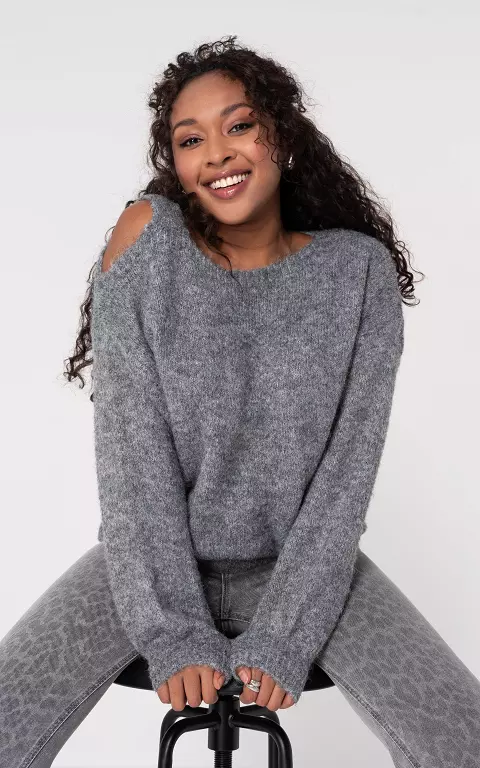 Off-shoulder sweater dark grey