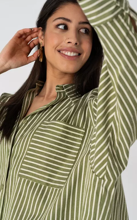 Gestreepte blouse groen wit