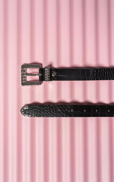 Square buckle belt black silver