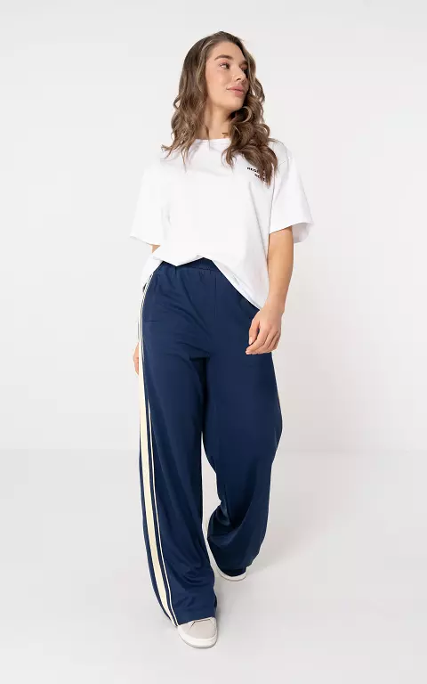 Trousers with stripes dark blue light yellow