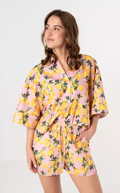 Bluse mit Knöpfen pink gelb