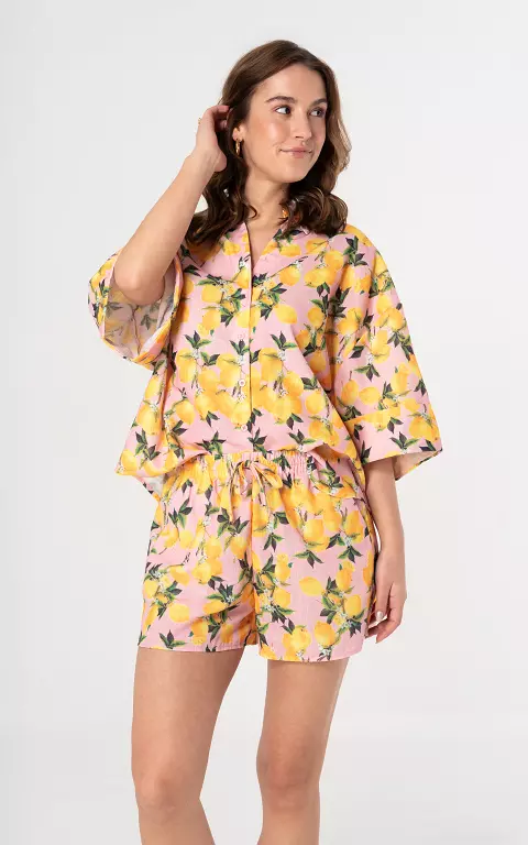 Shorts mit Muster pink gelb