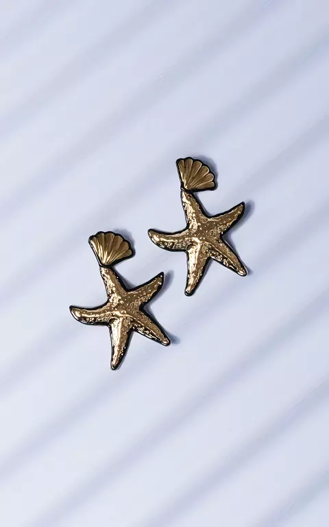 Earrings with starfish gold black