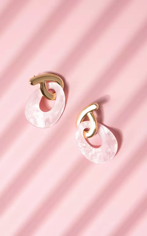 Earrings with pendant gold pink