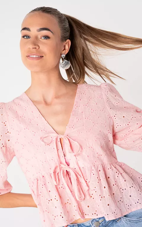 Broderie Bluse hellrosa