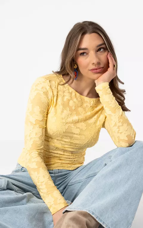 See through top geel