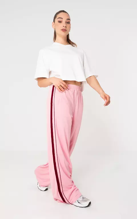 Broek met streep lichtroze bordeaux