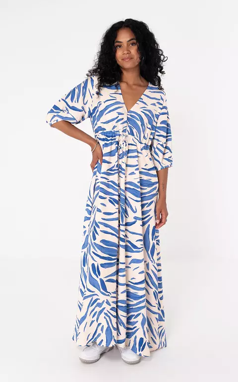 Jurk met print creme blauw
