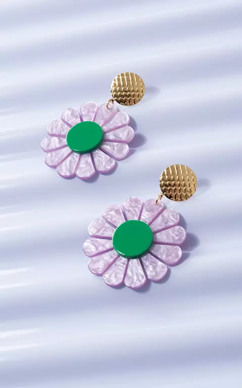 Ohrringe mit Blumen flieder grün