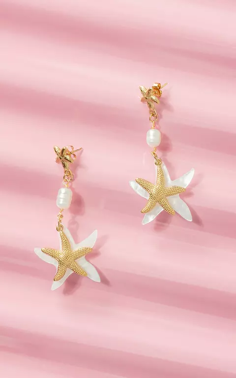 Stainless steel earrings gold white