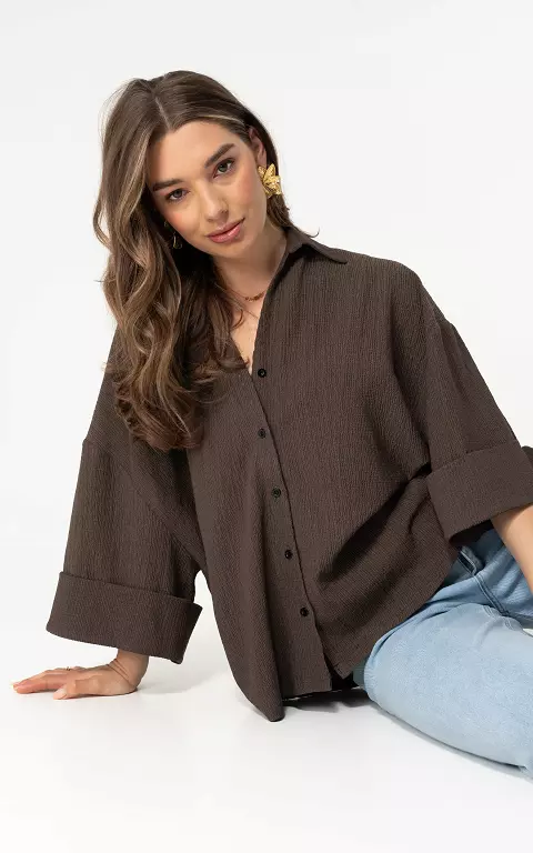 Oversized blouse donkerbruin
