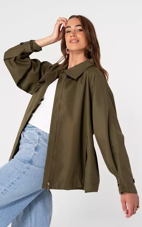 Korte trenchcoat donkergroen