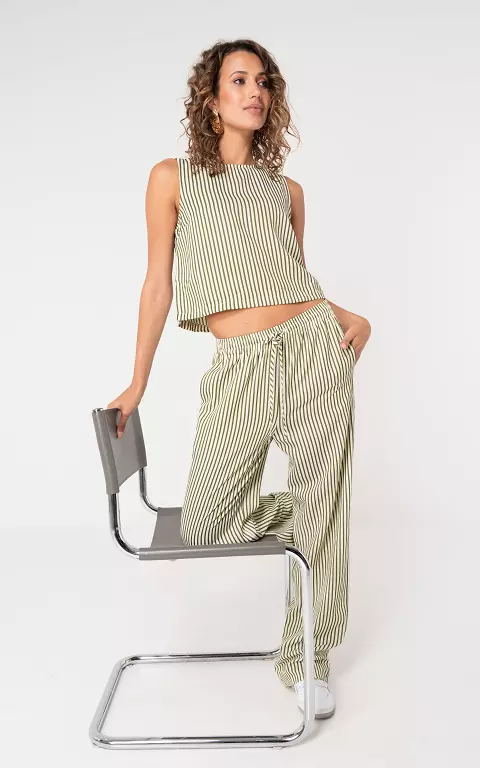 Streeppatroon broek wit groen
