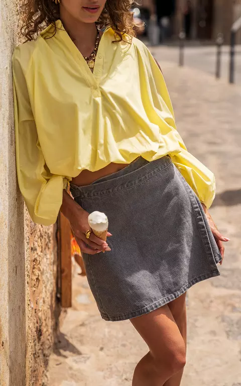 Denim overslag rok grijs